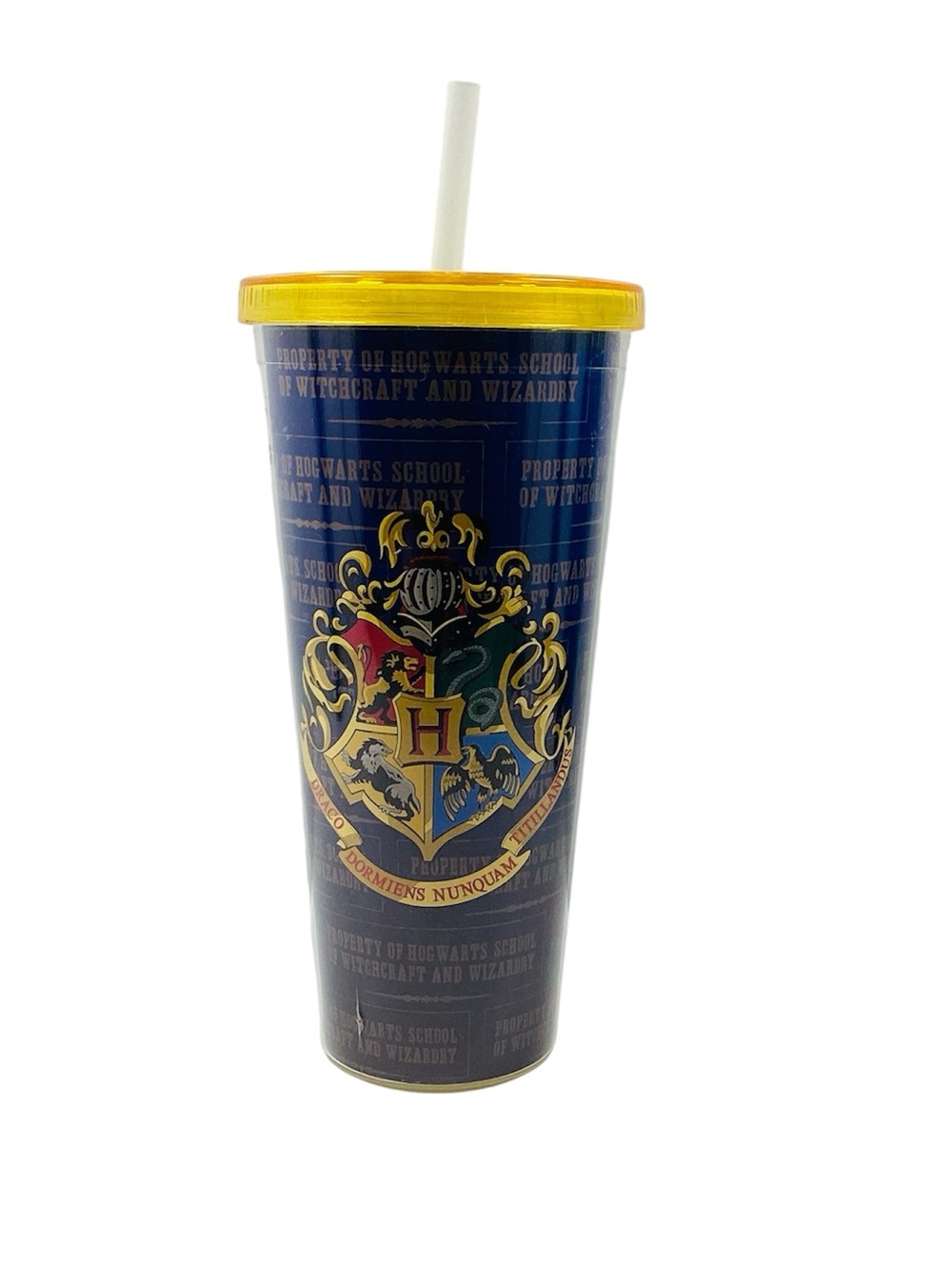 🐵 Hogwarts Crest Blue and Gold Travel Tumbler with Straw